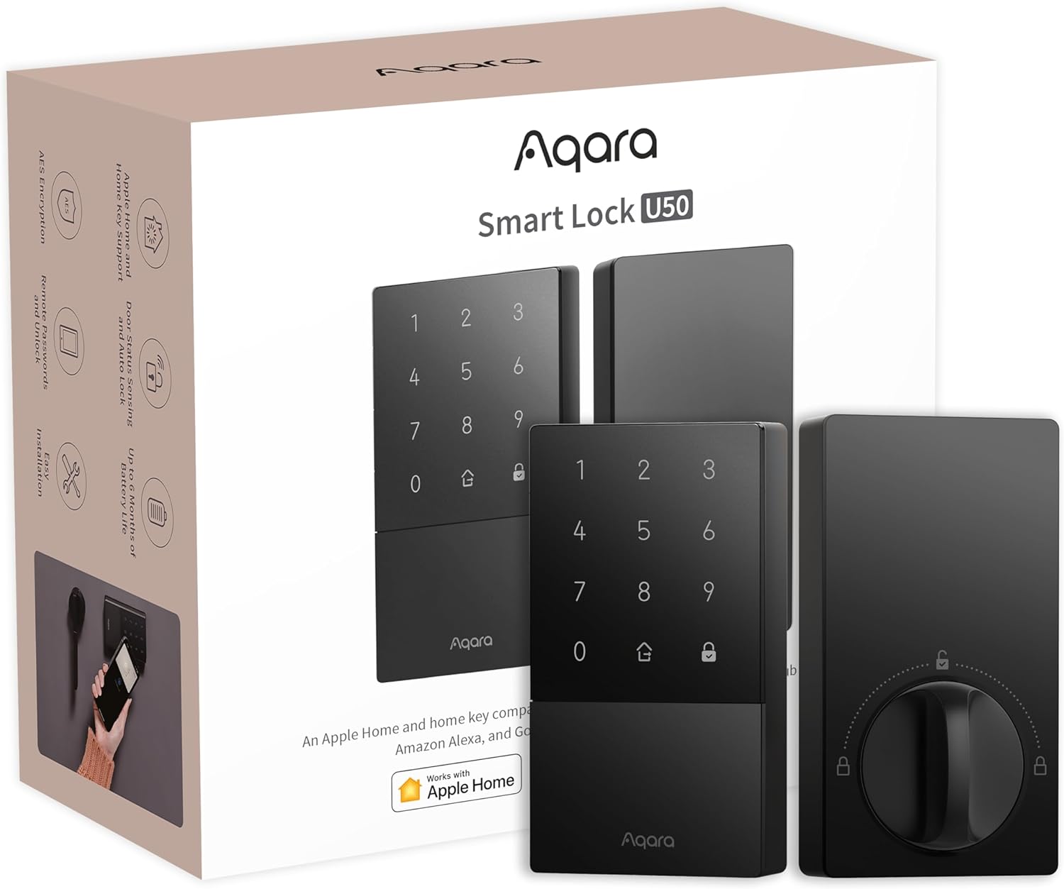 Aqara Smart Lock U50 — Black, single lock
