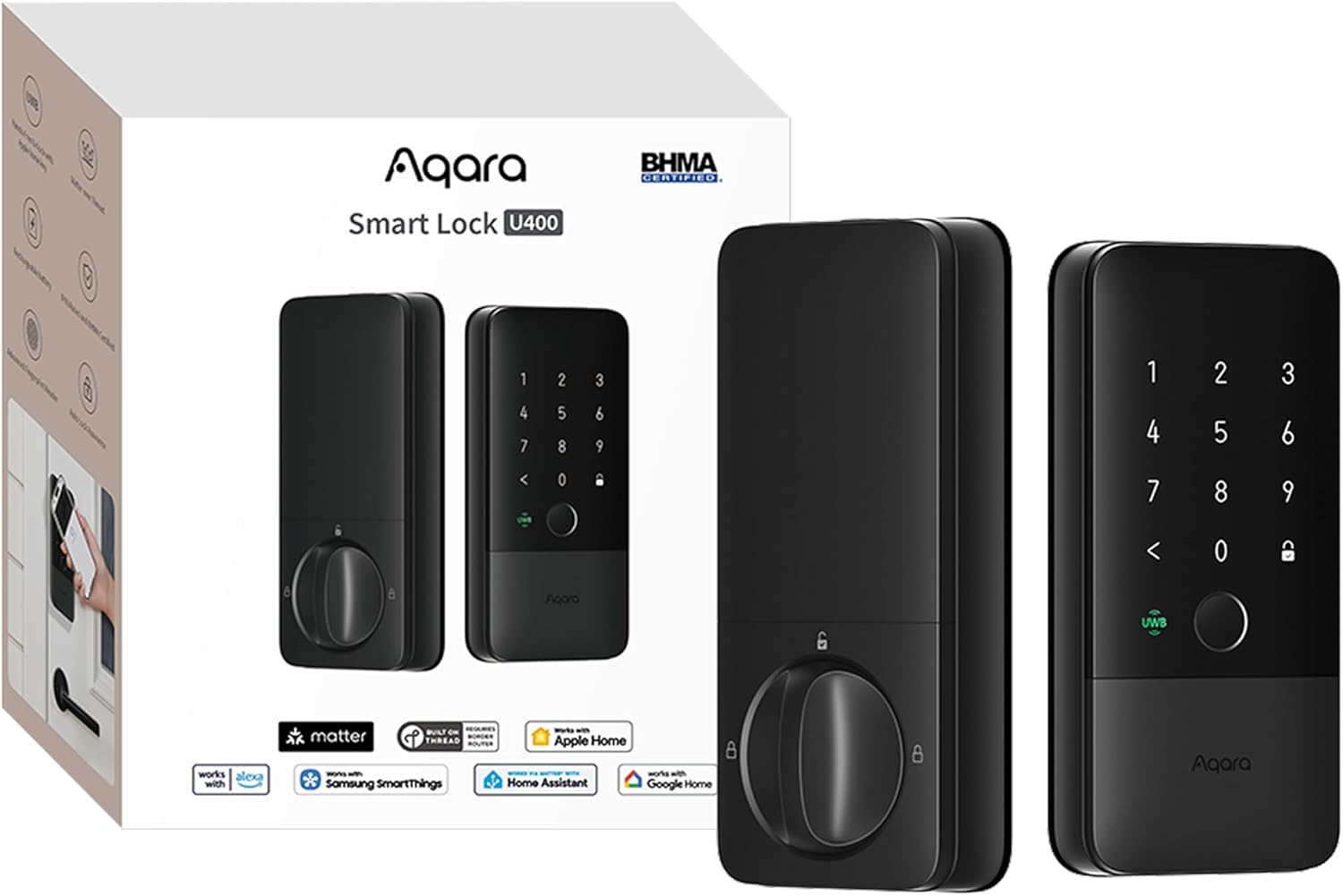 Aqara Smart Lock U400 — Black, single lock